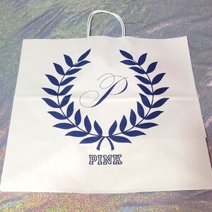 Pink Victoria Secret White& Blue XL Shopping Bag Brand New (5 Count)